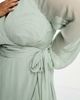 ASOS Curve ASOS DESIGN Curve bridesmaid long sleeve ruched maxi dress with wrap skirt in olive-Green - 3