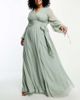 ASOS Curve ASOS DESIGN Curve bridesmaid long sleeve ruched maxi dress with wrap skirt in olive-Green - 4