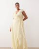 ASOS Curve ASOS DESIGN Curve Bridesmaid wrap front ruffle maxi dress in pale yellow - 1