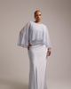 ASOS Curve ASOS DESIGN Curve bridesmaids sheer chiffon cape overlay with bias cut satin dress in blue - 1