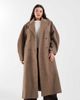 ASOS Curve ASOS DESIGN Curve brushed coat with dome sleeves and skinny belt in mushroom-Brown - 1