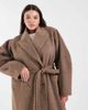 ASOS Curve ASOS DESIGN Curve brushed coat with dome sleeves and skinny belt in mushroom-Brown - 2
