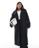 ASOS Curve ASOS DESIGN Curve brushed longline funnel neck trench coat in navy - 1