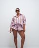 ASOS Curve ASOS DESIGN Curve bubble hem shorts in lilac striped print-Purple - 1