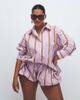 ASOS Curve ASOS DESIGN Curve bubble hem shorts in lilac striped print-Purple - 2