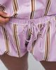 ASOS Curve ASOS DESIGN Curve bubble hem shorts in lilac striped print-Purple - 4
