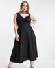 ASOS Curve ASOS DESIGN Curve button detail midi prom dress in black - 1