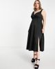 ASOS Curve ASOS DESIGN Curve button detail midi prom dress in black - 4