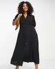ASOS Curve ASOS DESIGN Curve button front midi shirt tea dress in black - 1