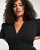 ASOS Curve ASOS DESIGN Curve button front midi shirt tea dress in black - 3