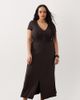 ASOS Curve ASOS DESIGN Curve button front ruched waist tea dress in chocolate-Brown - 1