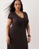 ASOS Curve ASOS DESIGN Curve button front ruched waist tea dress in chocolate-Brown - 2