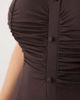 ASOS Curve ASOS DESIGN Curve button front ruched waist tea dress in chocolate-Brown - 3