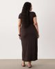 ASOS Curve ASOS DESIGN Curve button front ruched waist tea dress in chocolate-Brown - 4