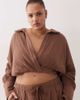 ASOS Curve ASOS DESIGN Curve Callie cheesecloth beach wrap front shirt in mocha - part of a set-Brown - 1