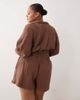 ASOS Curve ASOS DESIGN Curve Callie cheesecloth beach wrap front shirt in mocha - part of a set-Brown - 4
