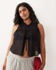 ASOS Curve ASOS DESIGN Curve Calypso tie front beach vest with lace cut out trim in black - 1
