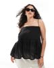 ASOS Curve ASOS DESIGN Curve cami top with volume peplum and tie straps in black - 1