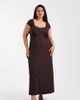 ASOS Curve ASOS DESIGN Curve cap sleeve midi tea dress in chocolate-Brown - 1