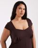ASOS Curve ASOS DESIGN Curve cap sleeve midi tea dress in chocolate-Brown - 3