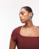 ASOS Curve ASOS DESIGN Curve cap sleeve square neck bandage top in burgundy-Red - 4