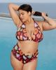 ASOS Curve ASOS DESIGN Curve Celeste high leg high waist bikini bottom in vacation print-Multi - 1