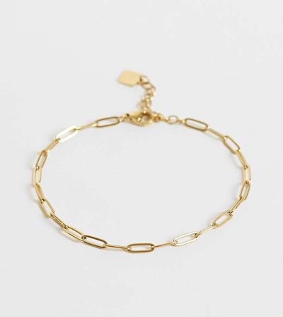 ASOS Curve ASOS DESIGN Curve chain bracelet with paperchain links-GOLD