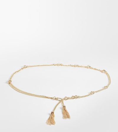 ASOS Curve ASOS DESIGN Curve chain tassel belt in gold