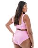 ASOS Curve ASOS DESIGN Curve charlene textured high leg high waist bikini bottom in light pink - 3