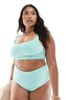 ASOS Curve ASOS DESIGN Curve Charlene textured square neck crop bikini top in mint-Green - 1