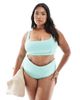 ASOS Curve ASOS DESIGN Curve Charlene textured square neck crop bikini top in mint-Green - 4