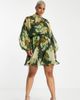 ASOS Curve ASOS DESIGN Curve chiffon mini dress with wrap neck detail-Green - 1