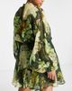 ASOS Curve ASOS DESIGN Curve chiffon mini dress with wrap neck detail-Green - 2