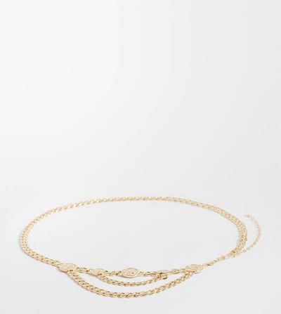 ASOS Curve ASOS DESIGN Curve chunky chain coin belt-Gold