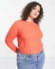 ASOS Curve ASOS DESIGN Curve chunky rib long sleeve top in tomato heather-Red - 1