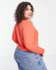 ASOS Curve ASOS DESIGN Curve chunky rib long sleeve top in tomato heather-Red - 2