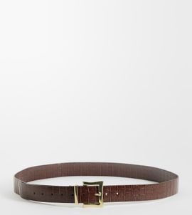 ASOS Curve ASOS DESIGN Curve chunky square buckle hip and waist belt in chocolate croc-Brown