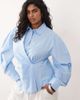 ASOS Curve ASOS DESIGN Curve cinched wrap cocoon sleeve shirt in blue - 1