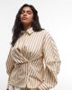ASOS Curve ASOS DESIGN Curve cinched wrap cocoon sleeve shirt in yellow stripes - 1