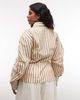 ASOS Curve ASOS DESIGN Curve cinched wrap cocoon sleeve shirt in yellow stripes - 4