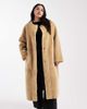 ASOS Curve ASOS DESIGN Curve collarless bonded faux fur coat in biscuit-Brown - 1
