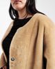 ASOS Curve ASOS DESIGN Curve collarless bonded faux fur coat in biscuit-Brown - 4