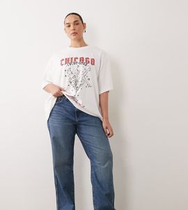 ASOS Curve ASOS DESIGN Curve comfort stretch straight leg jeans in dark vintage wash-Blue