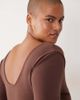ASOS Curve ASOS DESIGN Curve compact cotton long sleeve top with curved neckline in chocolate-Brown - 1