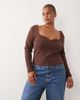 ASOS Curve ASOS DESIGN Curve compact cotton long sleeve top with curved neckline in chocolate-Brown - 2