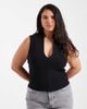ASOS Curve ASOS DESIGN Curve compact cotton plunge top in black - 1