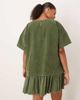 ASOS Curve ASOS DESIGN Curve cord hybrid T-shirt mini dress in washed olive-Green - 4