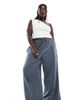 ASOS Curve ASOS DESIGN Curve cord wide leg pull on pants in blue - 1