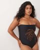 ASOS Curve ASOS DESIGN Curve Cornelia strapless swimsuit with embroidery detailing in monochrome-Multi - 1