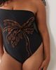 ASOS Curve ASOS DESIGN Curve Cornelia strapless swimsuit with embroidery detailing in monochrome-Multi - 2